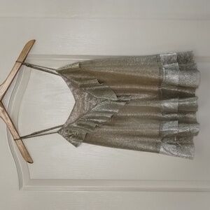 June & Hudson metallic adjustable strap ruffle summer blouse size medium
